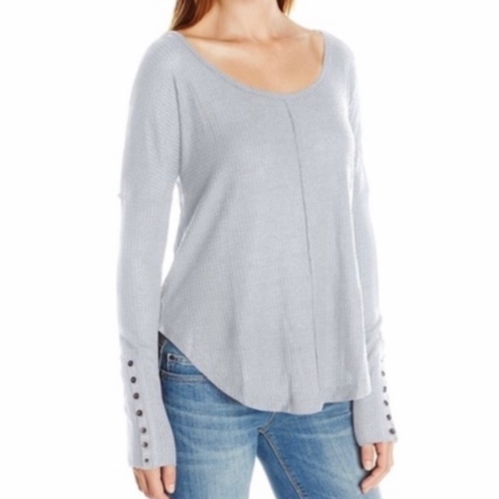 LUCKY BRAND hi-low thermal top raw edge women’s Size Small